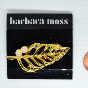 Vintage Barbara Moss Gold Leaf Brooch